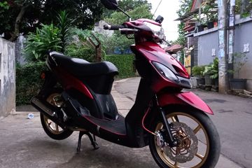 Mio Smile Putih Modif. Mirip Motor Road Race, Yamaha Mio Smile Rombak Total Setup Kaki-kaki