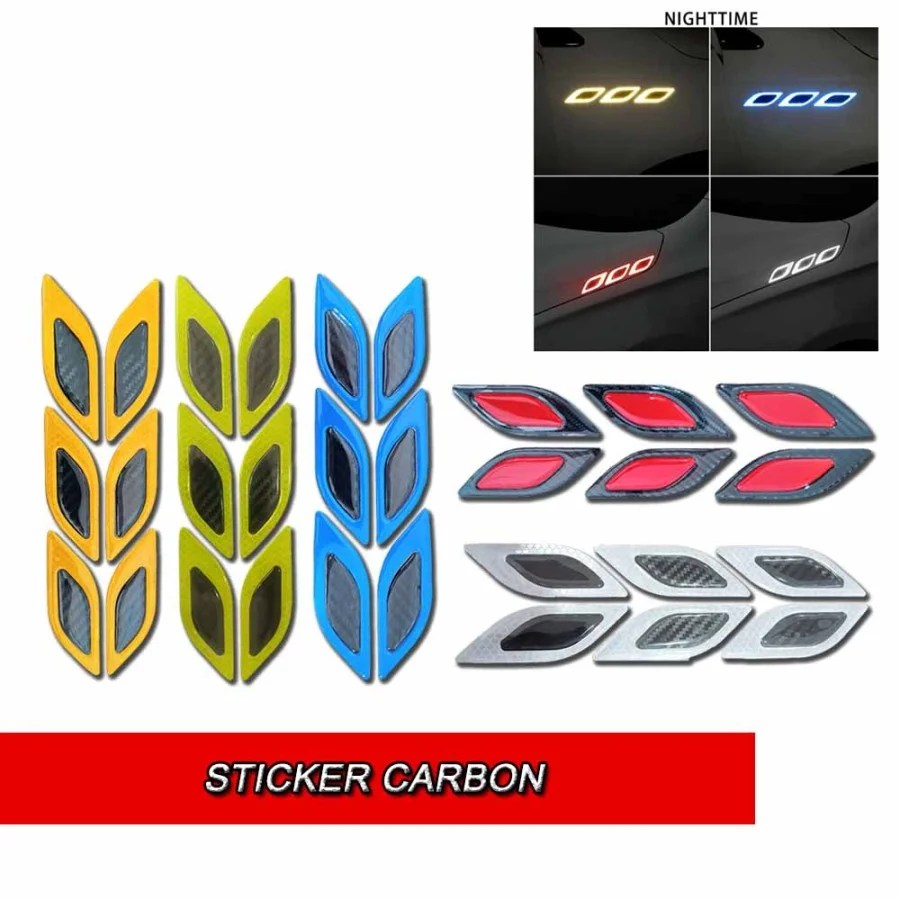 Stiker Chrome Untuk Reflektor. STIKER CARBON DEKORASI EXTERIOR REFLEKTOR MOBIL NYALA WARNING SIGN 6PC