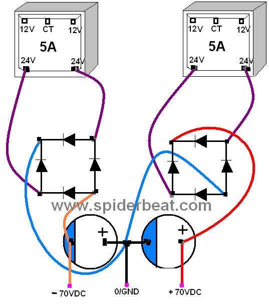 Cara Menggabungkan 2 Power Ampli Jadi 1. Skema Cara Menggabungkan 2 Trafo untuk keperluan 1 Power Amplifier